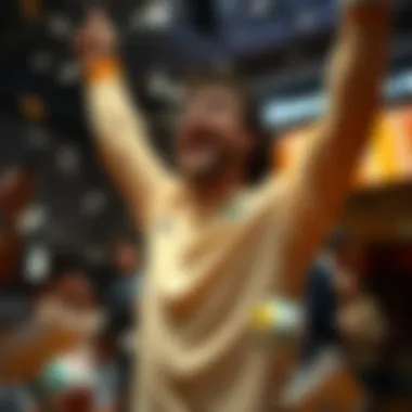 An illustration of a person celebrating a lottery win
