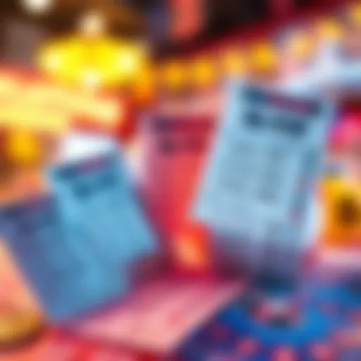 A vibrant illustration of lottery tickets and betting slips