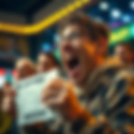 Winning lottery ticket with excitement