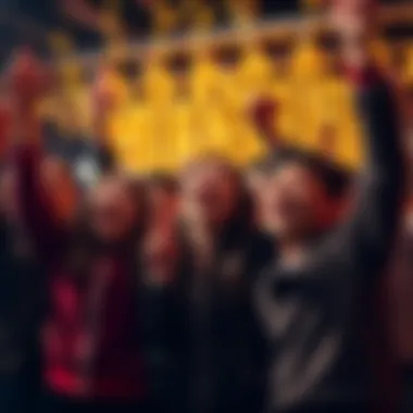 A joyful group of individuals celebrating a lottery win with excitement