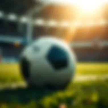 A close-up of a football on the pitch