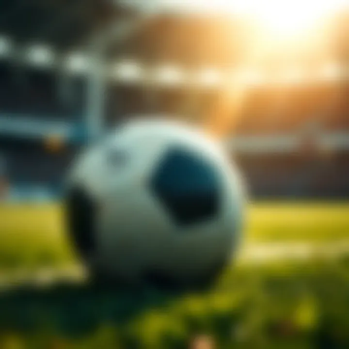 A close-up of a football on the pitch