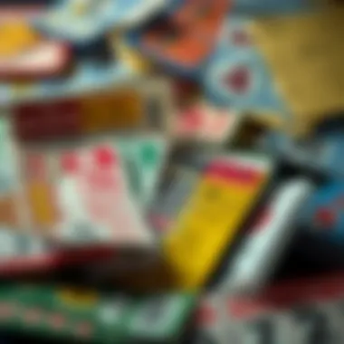 Diverse lottery tickets arranged creatively