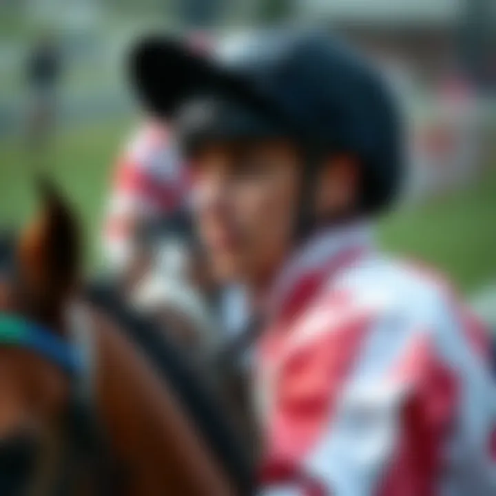 A jockey facing challenges during a race