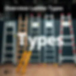 A detailed illustration of various ladder types and their features