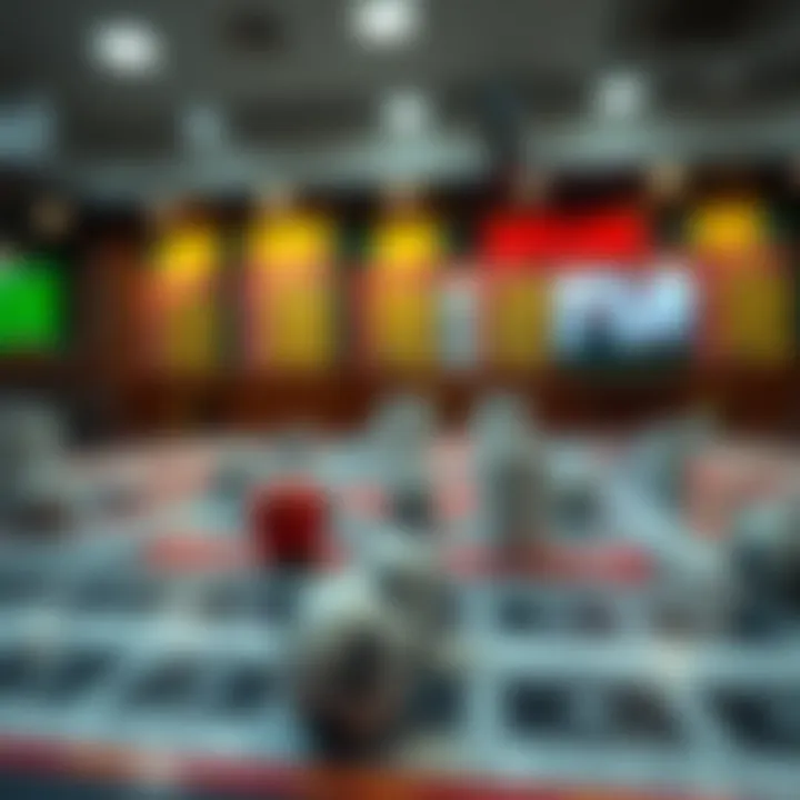 A strategic game board showcasing lottery betting strategies