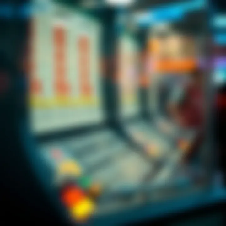 Close-up of a lottery draw machine in action