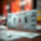 Conceptual illustration of a lottery ticket with tax symbols