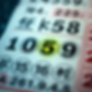 Lottery ticket with winning numbers highlighted