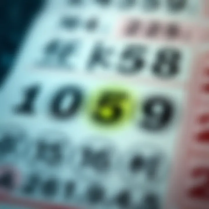 Lottery ticket with winning numbers highlighted