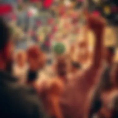 A celebratory atmosphere with confetti and excitement.