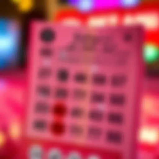 A vibrant lottery ticket showcasing various numbers and symbols