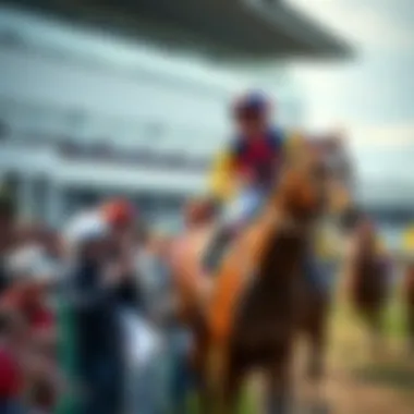 Dynamic scene of a modern race day with enthusiastic spectators