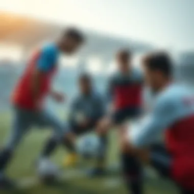 Players strategizing before the game