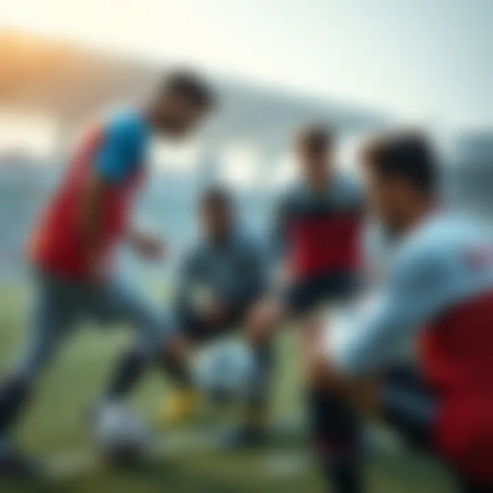 Players strategizing before the game