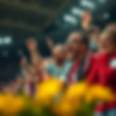 Excited fans cheering in the stands