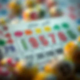 A vibrant lottery ticket showcasing various colorful numbers and symbols